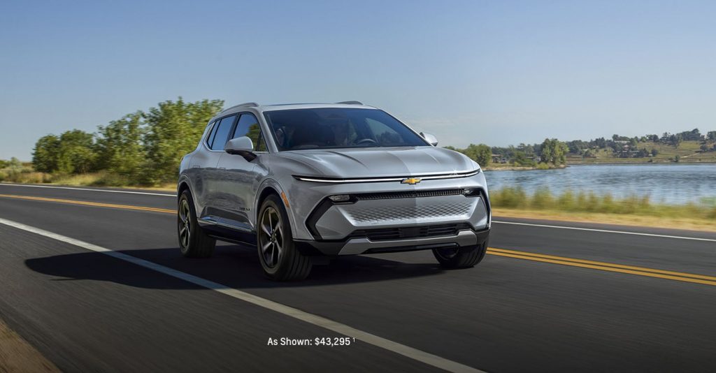 2025 Chevy Blazer EV driving down a country road