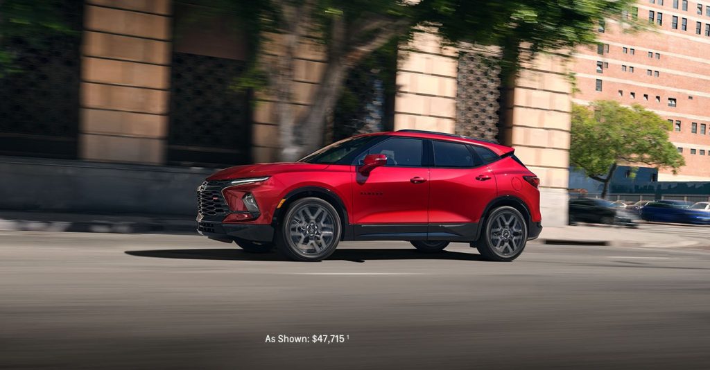 2025 Chevy Blazer driving up a hill