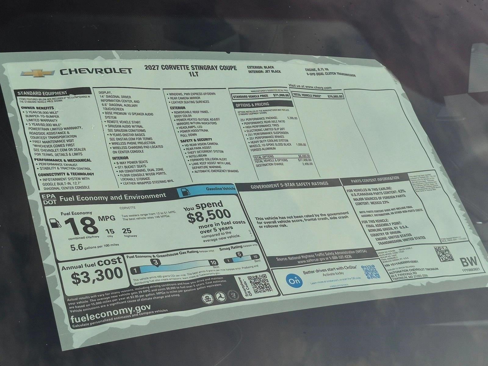 2027 Chevrolet Corvette Stingray 1LT