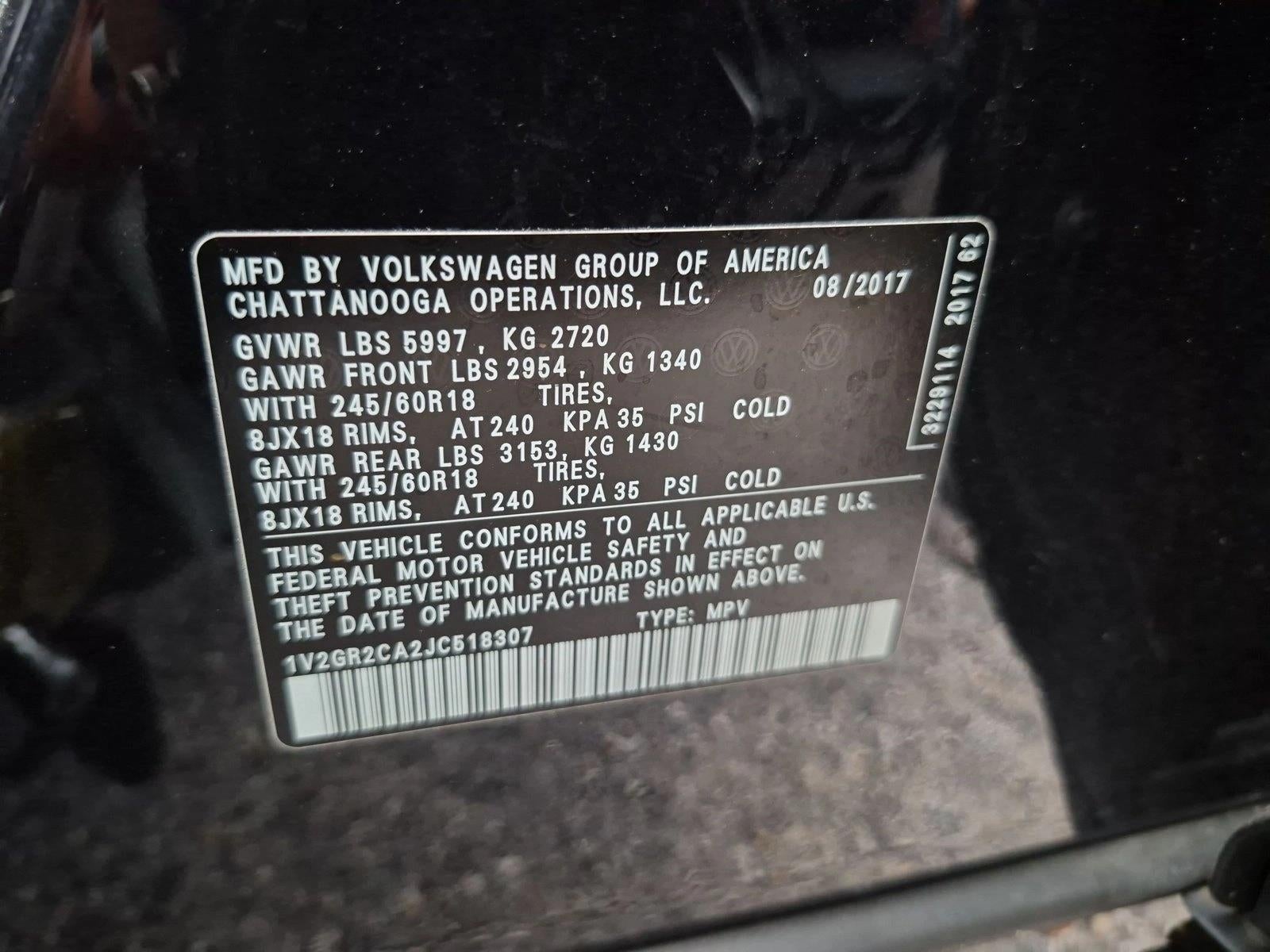 2018 Volkswagen Atlas 3.6L V6 S