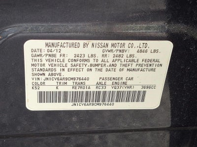 2012 INFINITI G37 Sedan x