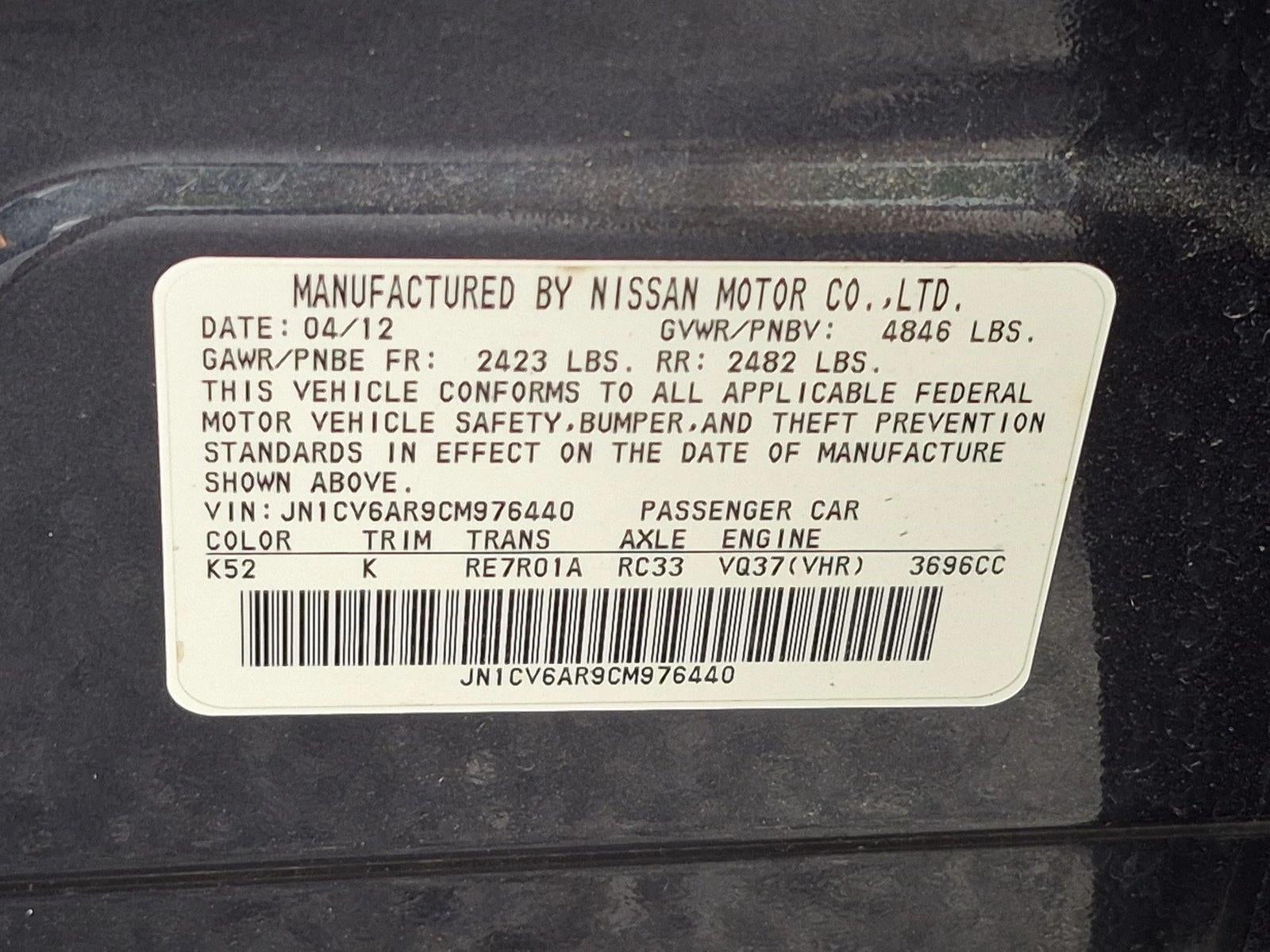 2012 INFINITI G37 Sedan x