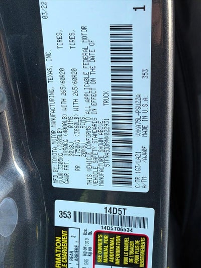 2022 Toyota Tundra 4WD Platinum