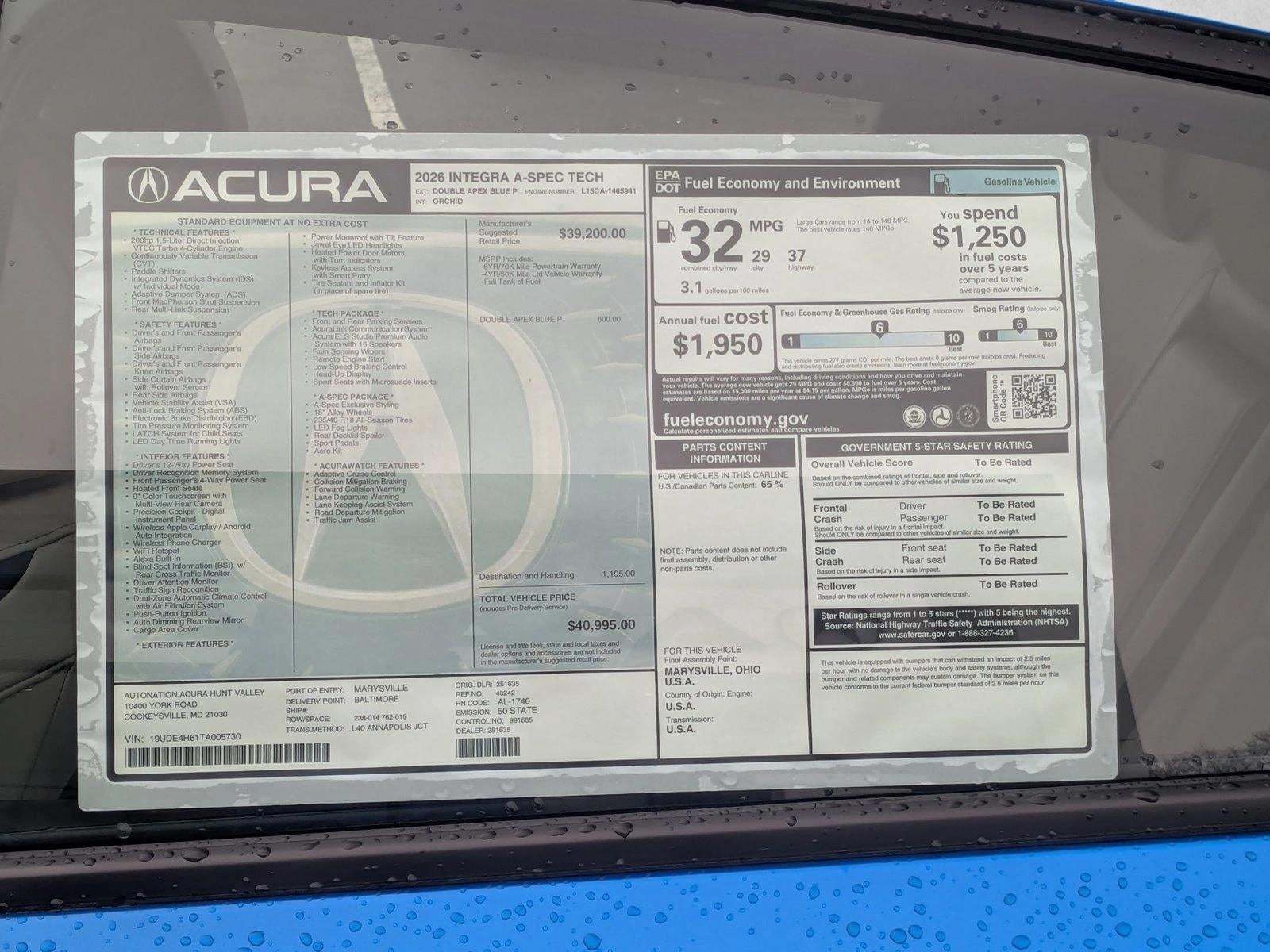 2026 Acura Integra CVT w/A-Spec Technology Package
