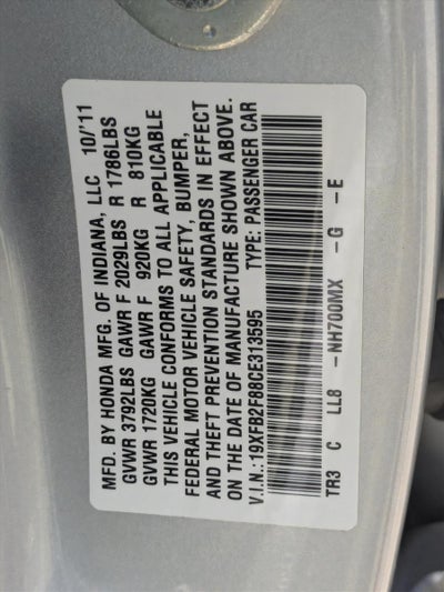 2012 Honda Civic Sedan EX Automatic PZEV