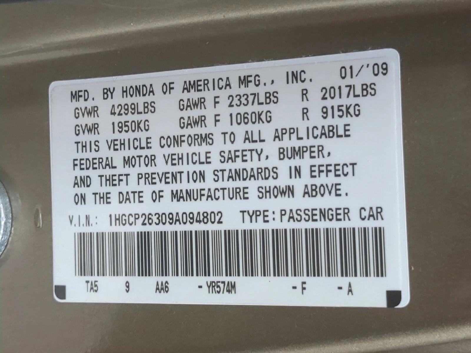 2009 Honda Accord Sedan LX Automatic