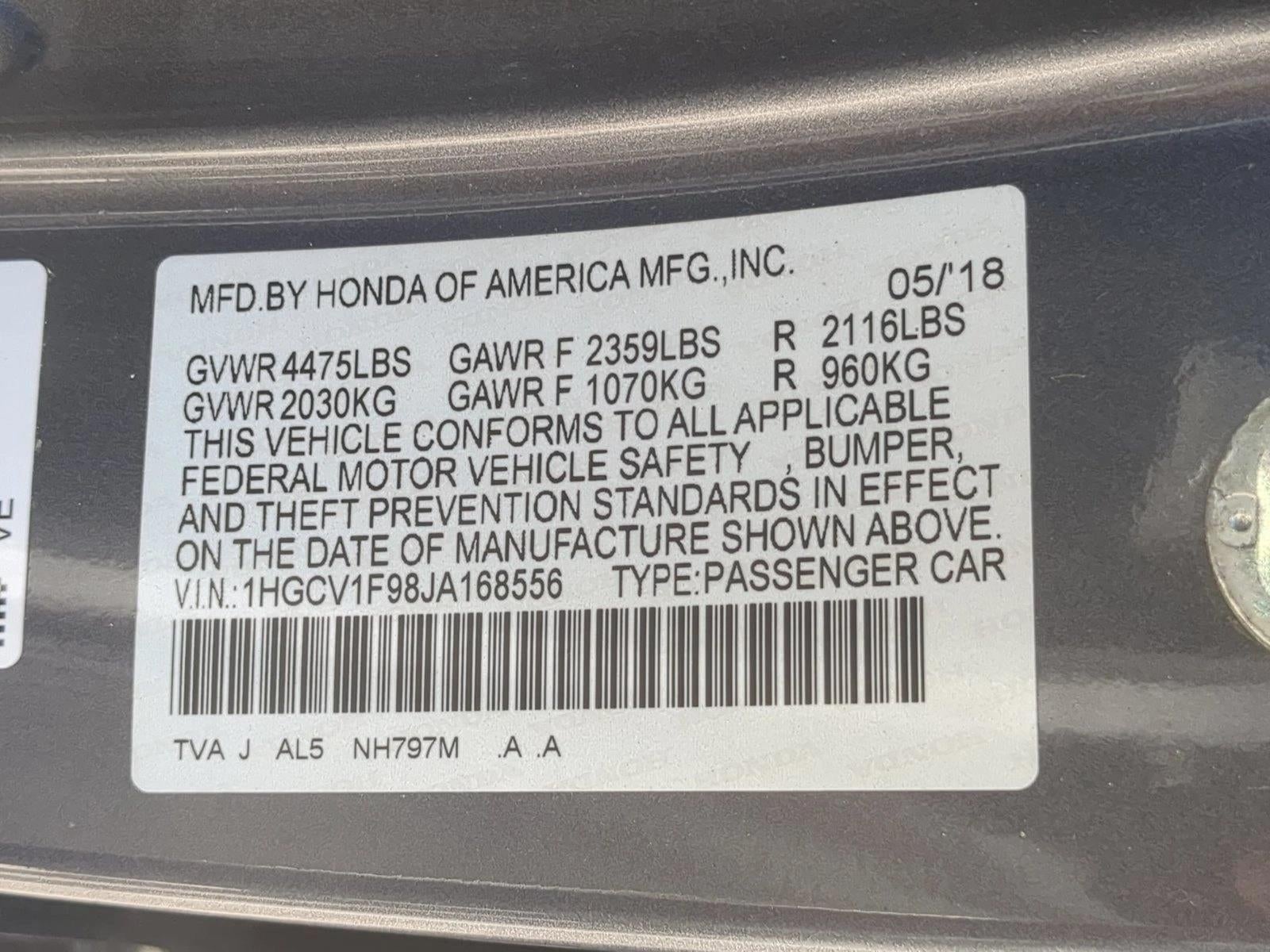 2018 Honda Accord Sedan Touring 1.5T CVT