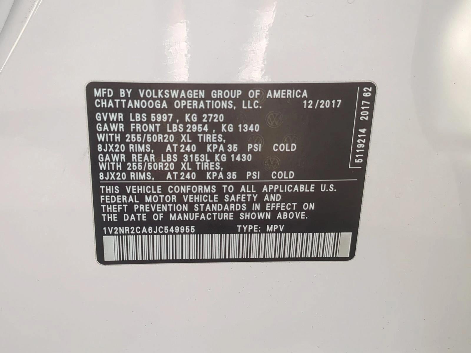 2018 Volkswagen Atlas 3.6L V6 SEL Premium 4MOTION