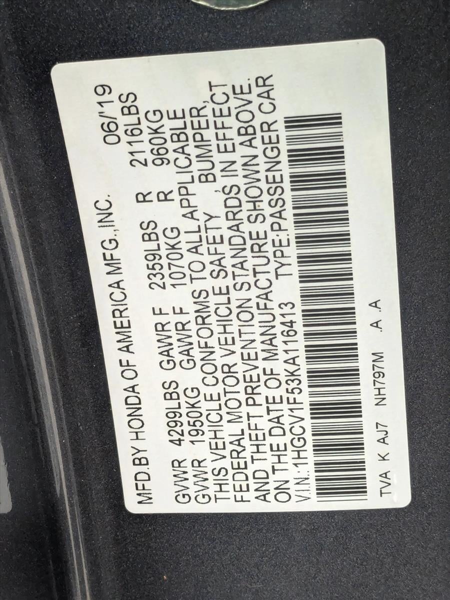 2019 Honda Accord Sedan EX-L 1.5T CVT