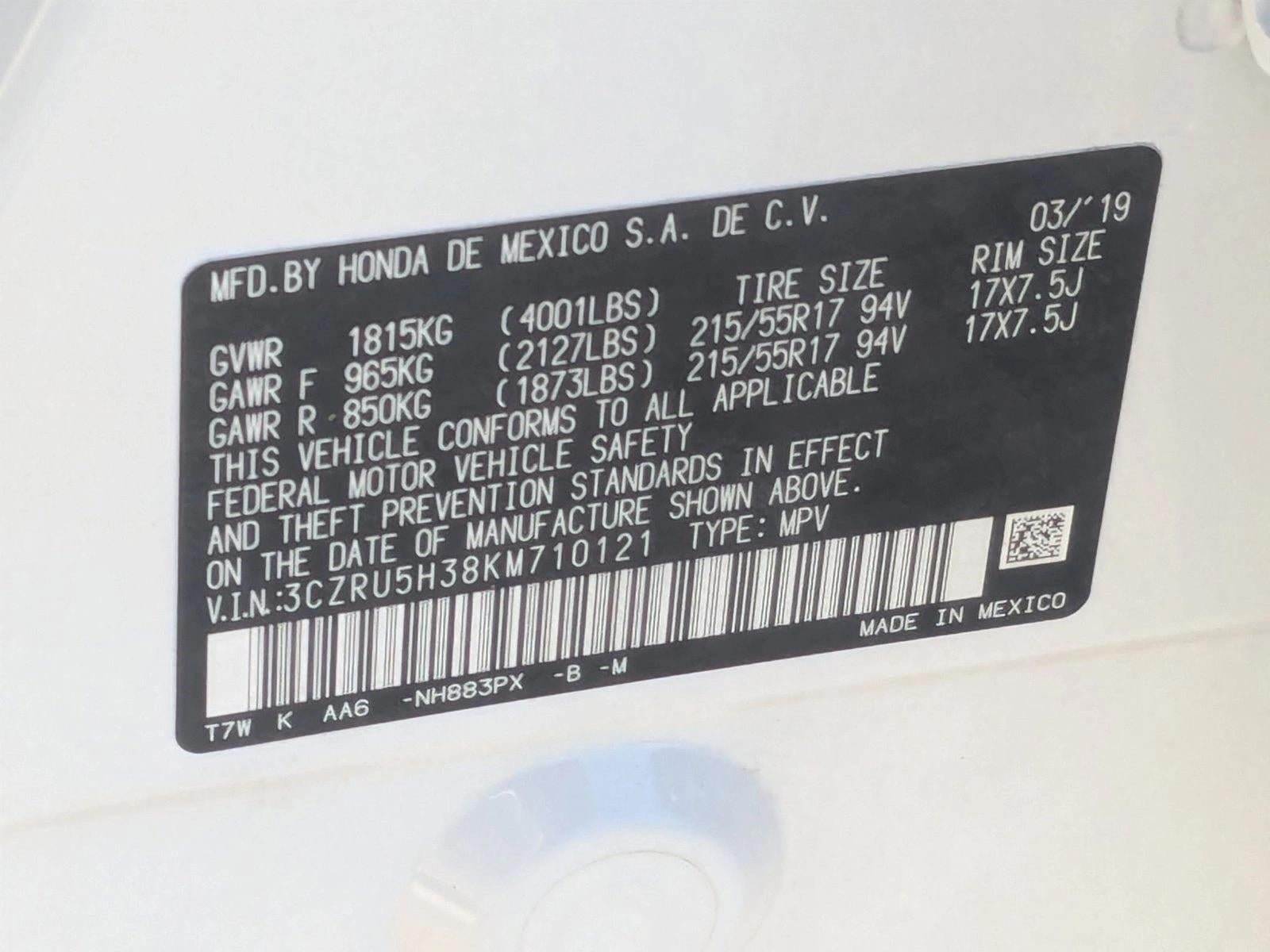 2019 Honda HR-V LX 2WD CVT