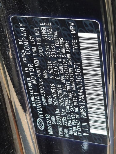 2018 Hyundai KONA SE 2.0L Auto