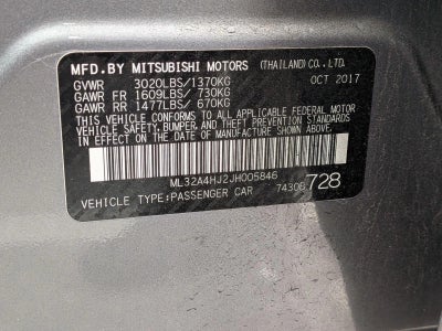 2018 Mitsubishi Mirage SE CVT