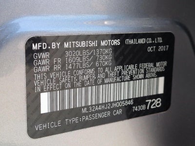 2018 Mitsubishi Mirage SE CVT