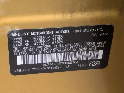 2022 Mitsubishi Mirage ES CVT