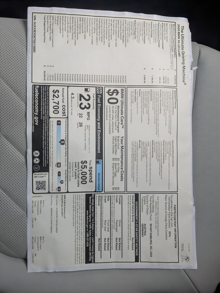 2026 BMW X6 xDrive40i Sports Activity Coupe