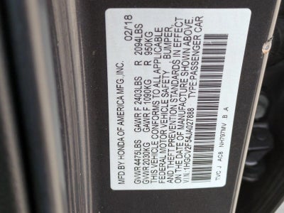 2018 Honda Accord Sedan EX-L 2.0T Automatic