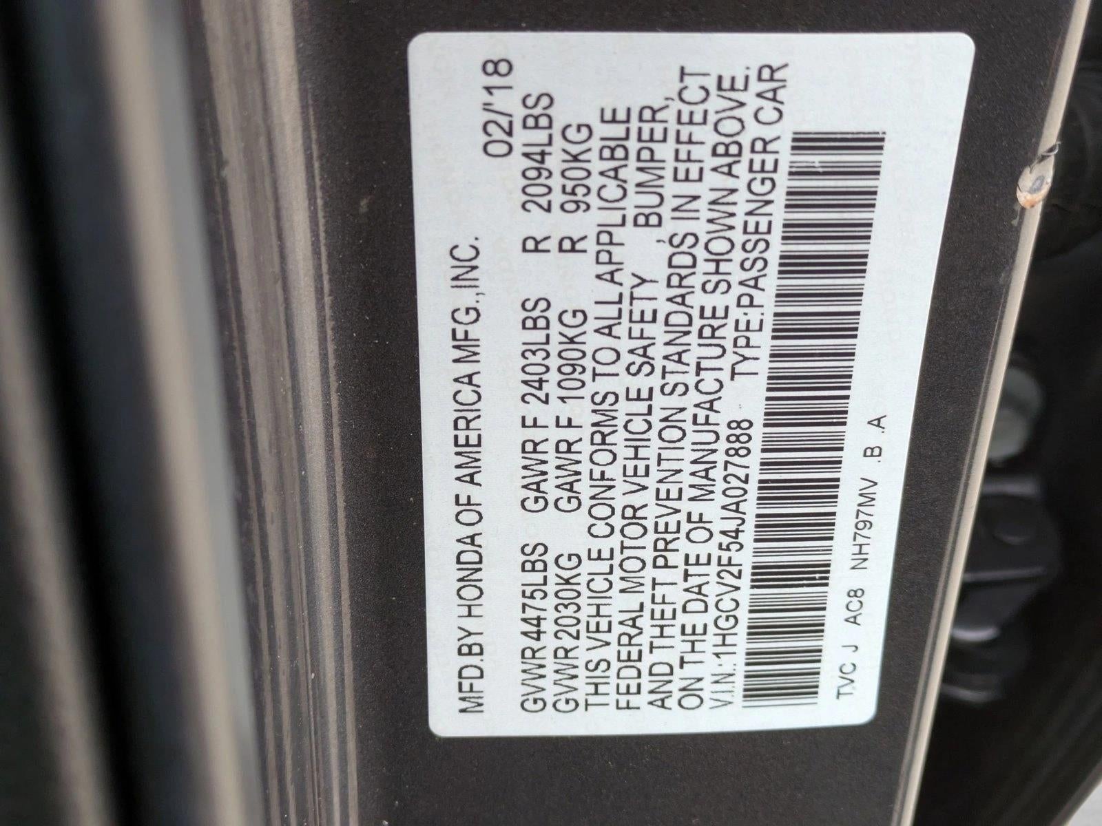 2018 Honda Accord Sedan EX-L 2.0T Automatic