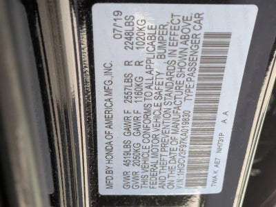 2019 Honda Accord Hybrid Touring Sedan