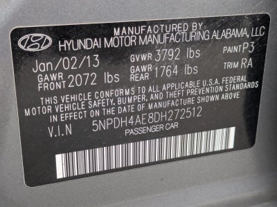 2013 Hyundai ELANTRA 4dr Sdn Auto GLS