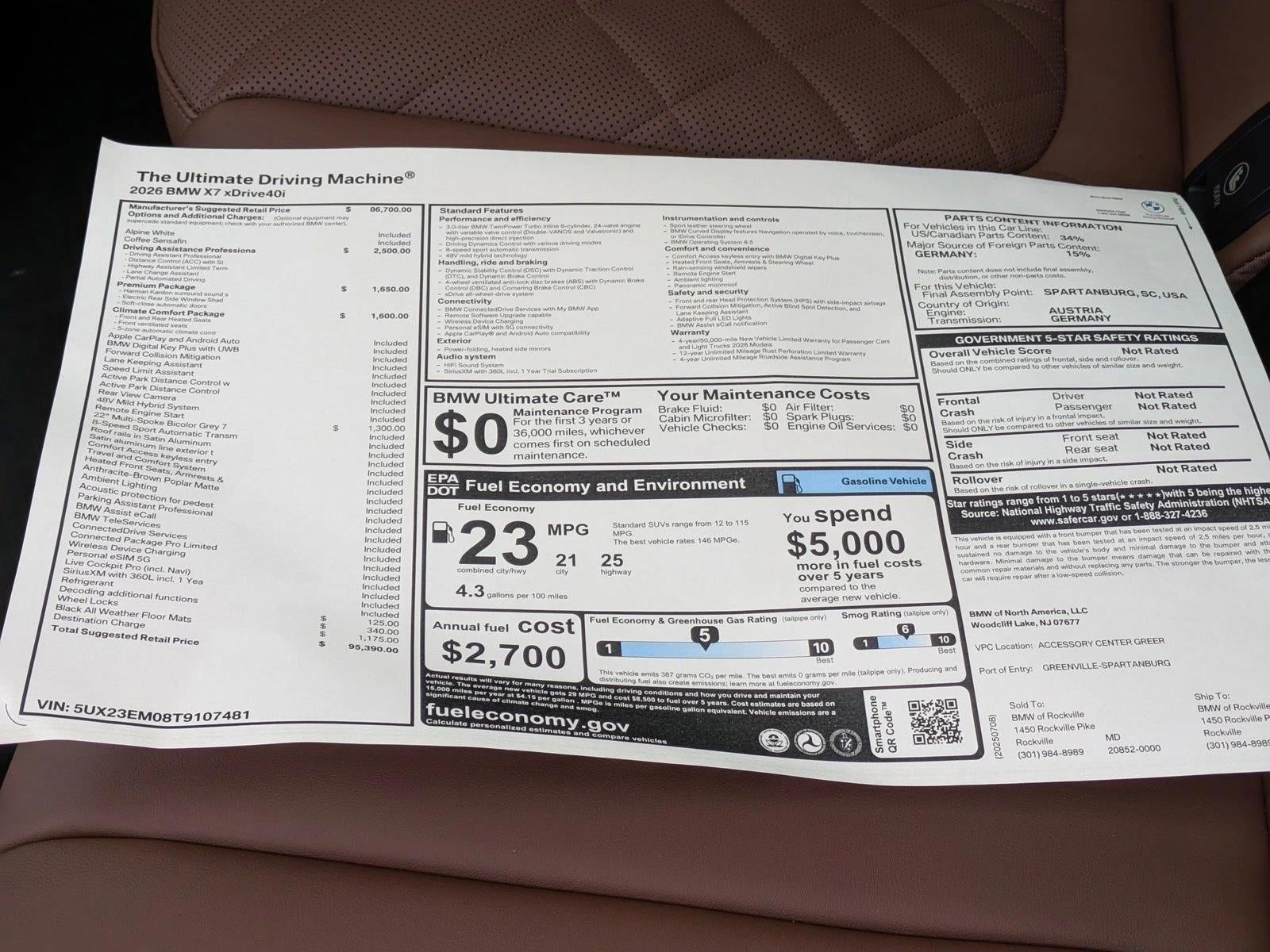 2026 BMW X7 xDrive40i Sports Activity Vehicle