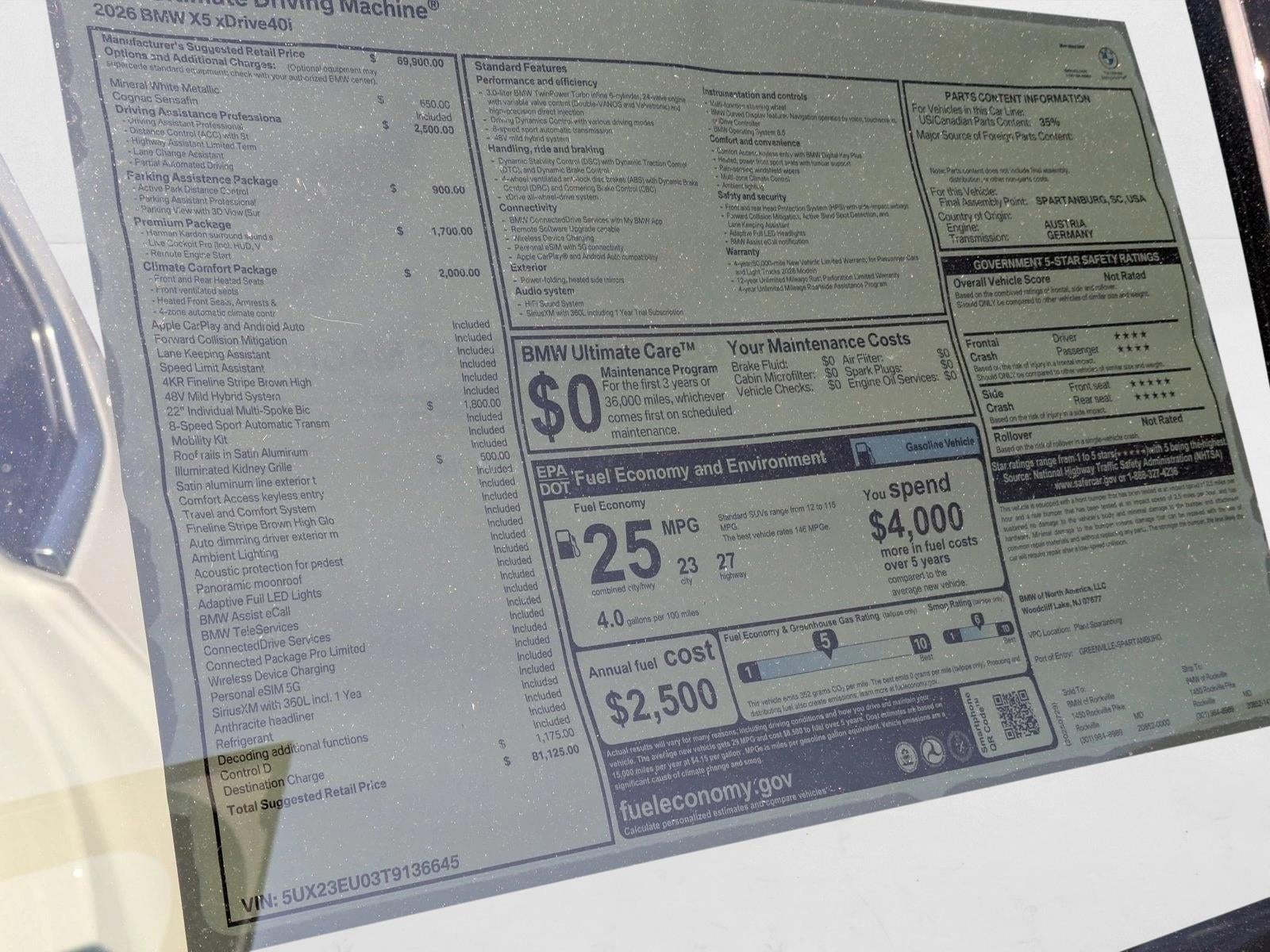 2026 BMW X5 xDrive40i Sports Activity Vehicle