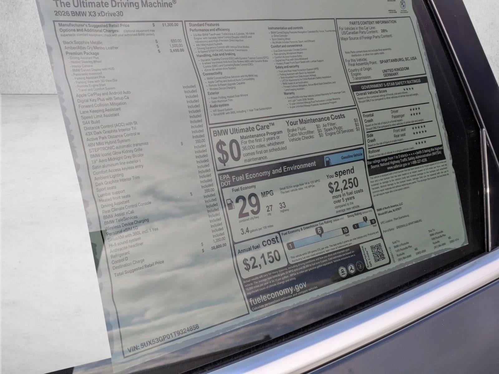 2026 BMW X3 30 xDrive Sports Activity Vehicle
