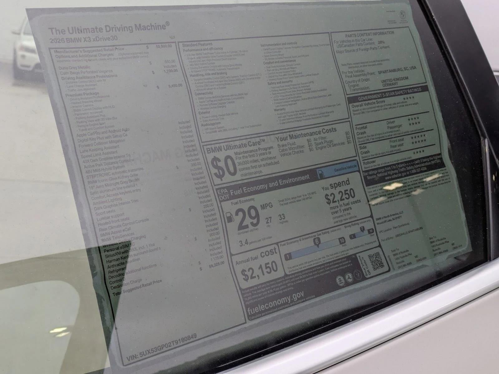 2026 BMW X3 30 xDrive Sports Activity Vehicle