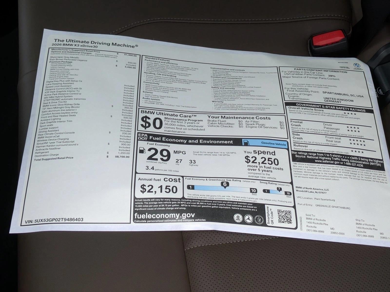 2026 BMW X3 30 xDrive Sports Activity Vehicle