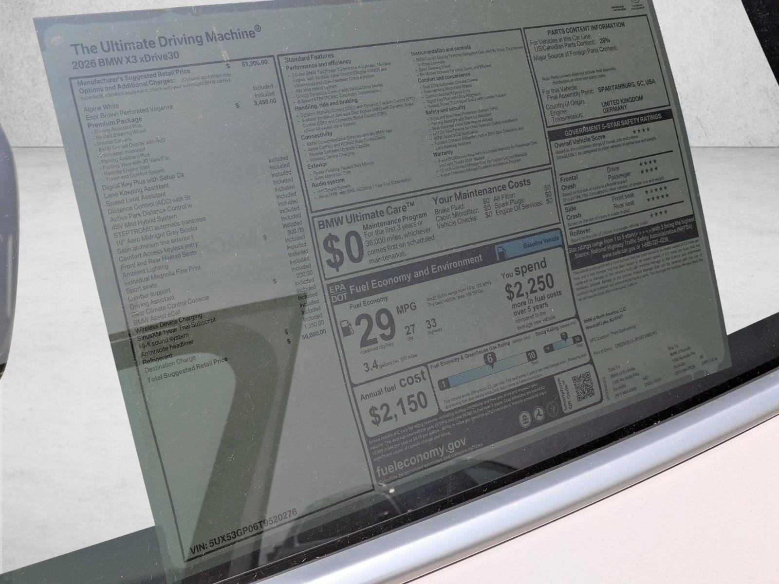 2026 BMW X3 30 xDrive Sports Activity Vehicle