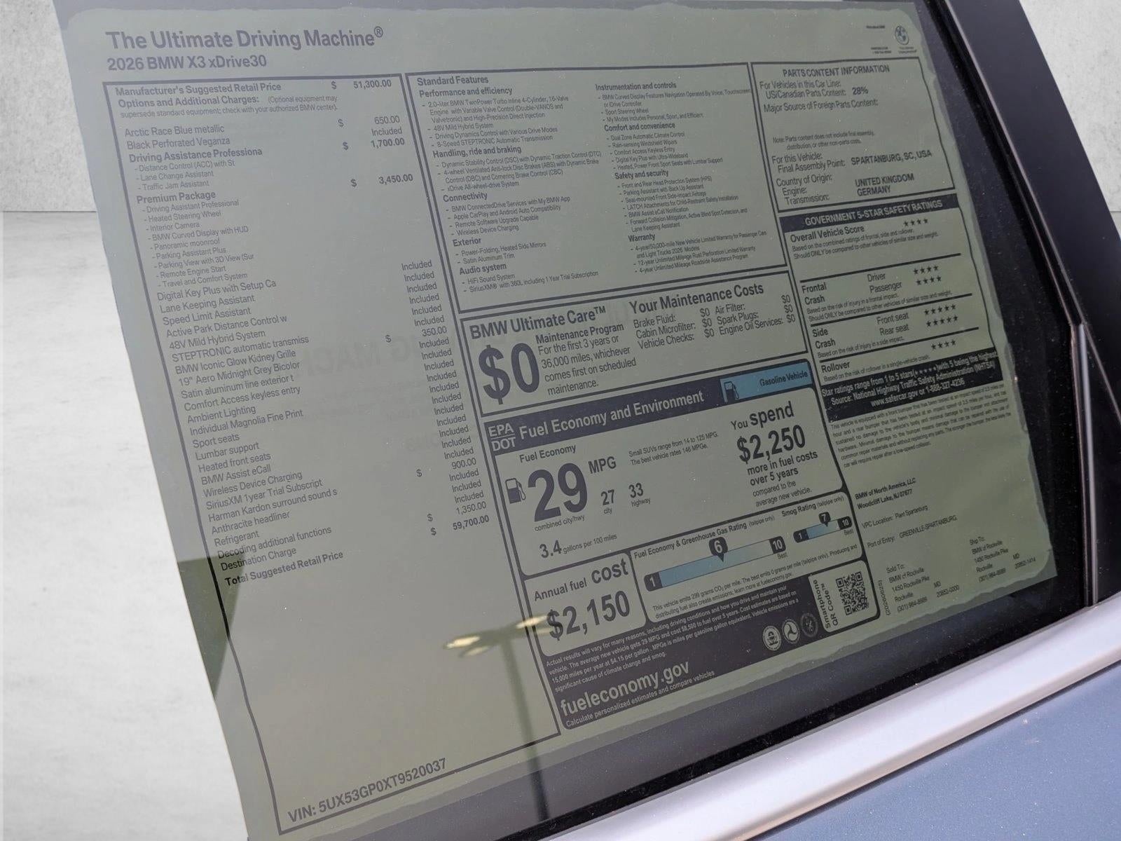 2026 BMW X3 30 xDrive Sports Activity Vehicle