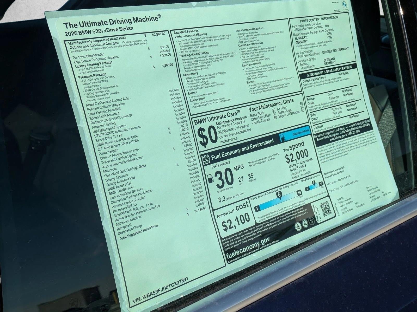 2026 BMW 530i xDrive Sedan