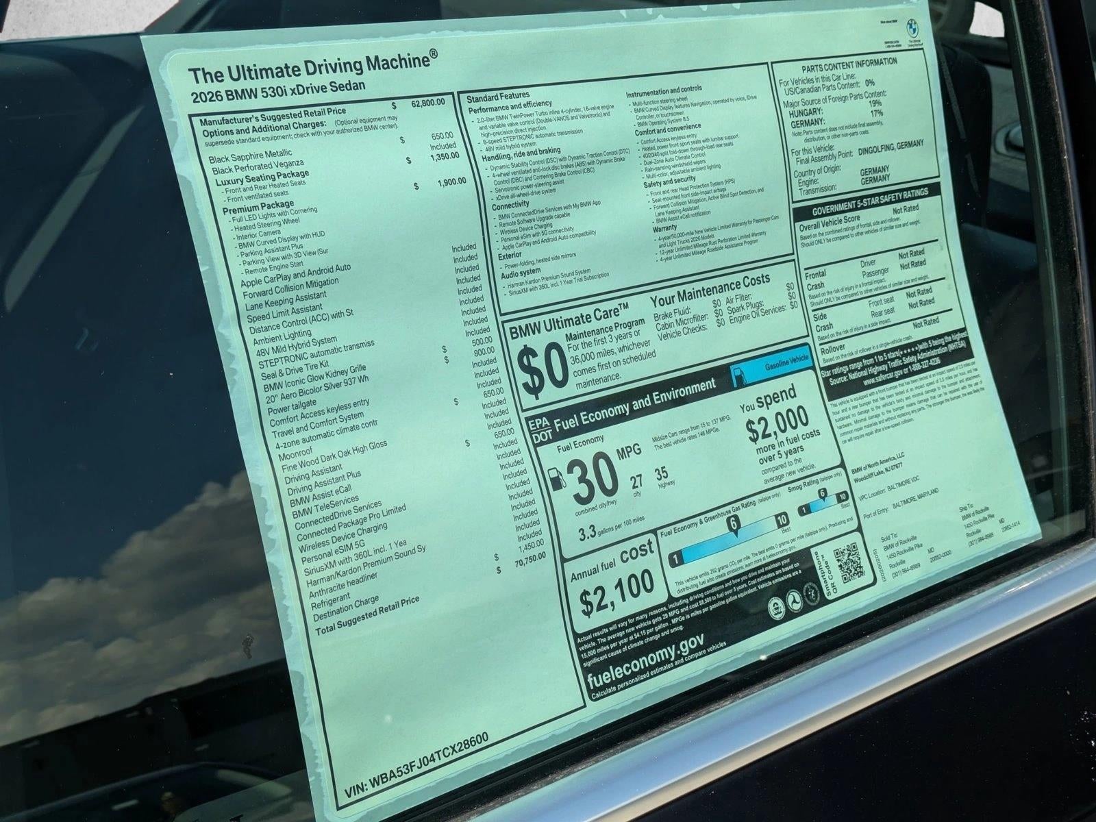 2026 BMW 530i xDrive Sedan