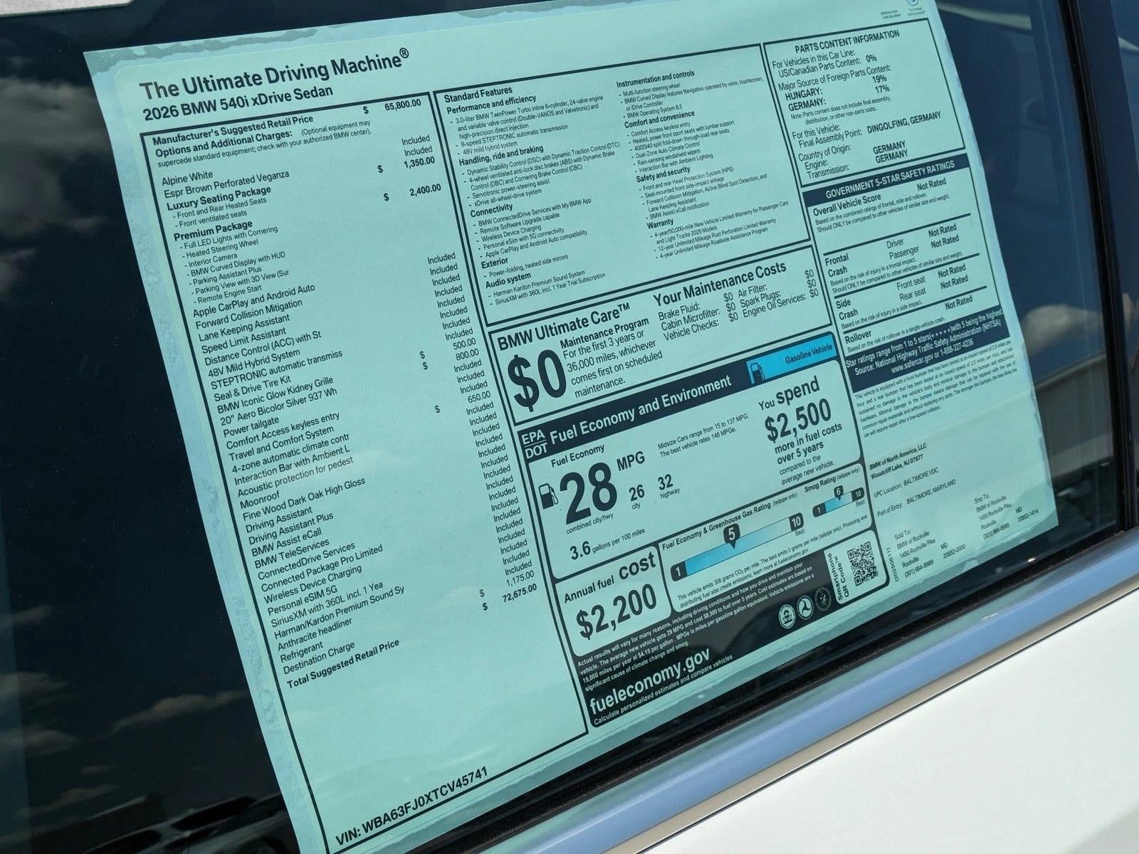 2026 BMW 540i xDrive Sedan
