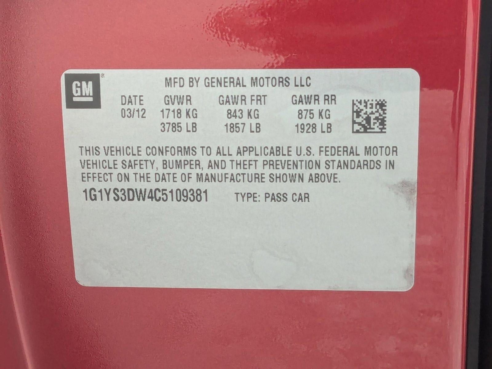 2012 Chevrolet Corvette Convertible Grand Sport 3LT