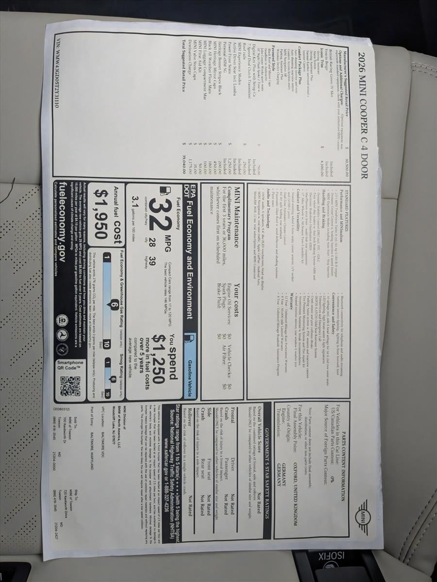 2026 MINI Cooper Hardtop 4 Door Iconic Base