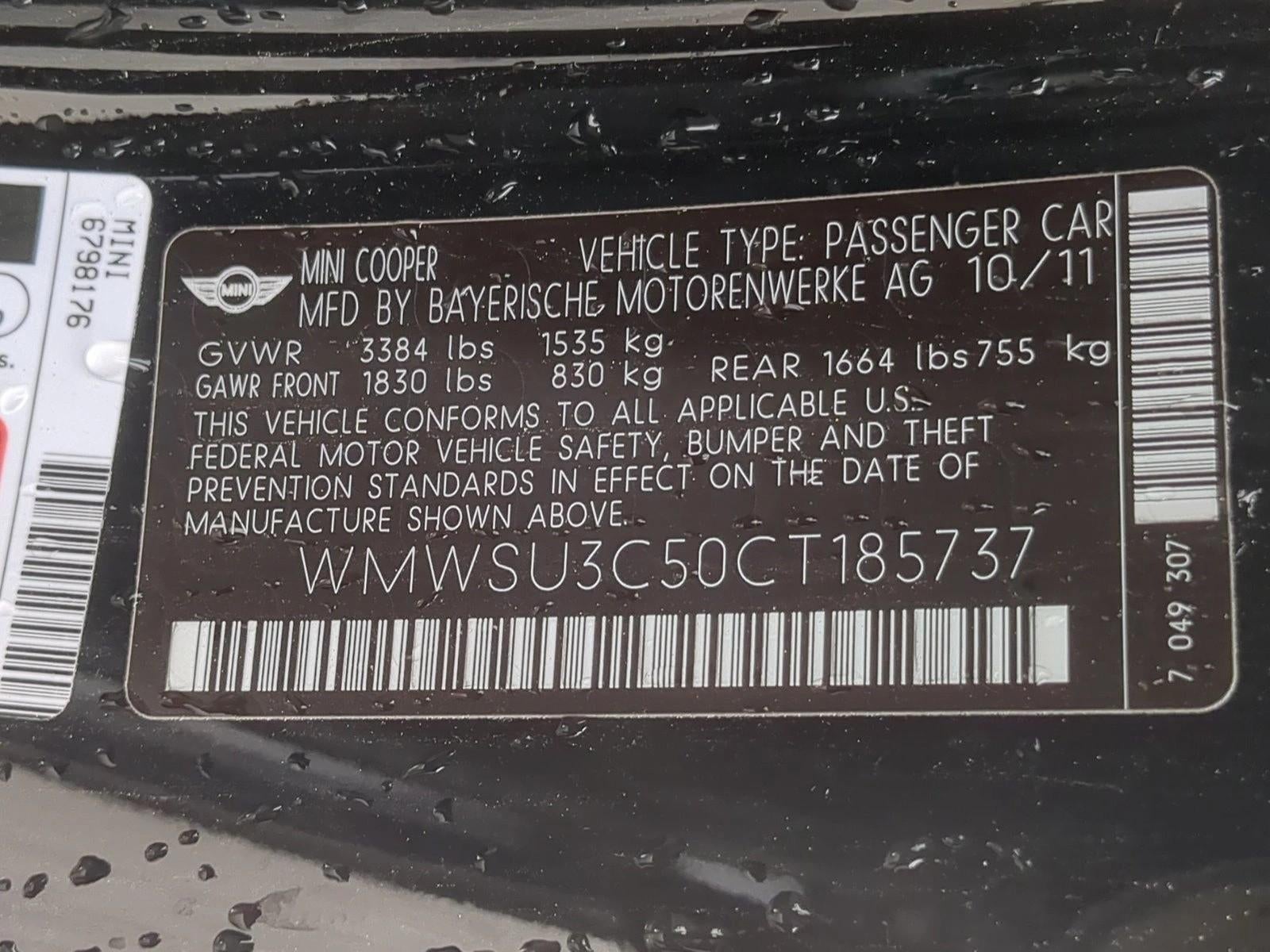 2012 MINI Cooper Hardtop 2 Door Base