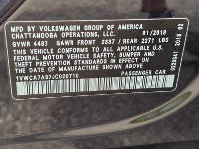 2018 Volkswagen Passat 2.0T SEL Premium Auto