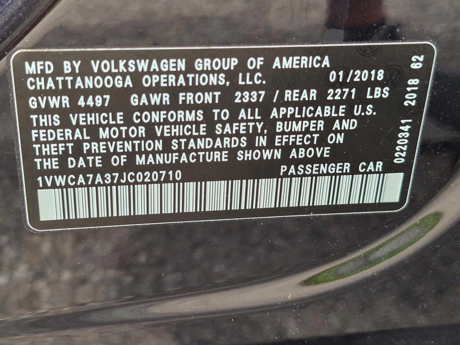 2018 Volkswagen Passat 2.0T SEL Premium Auto