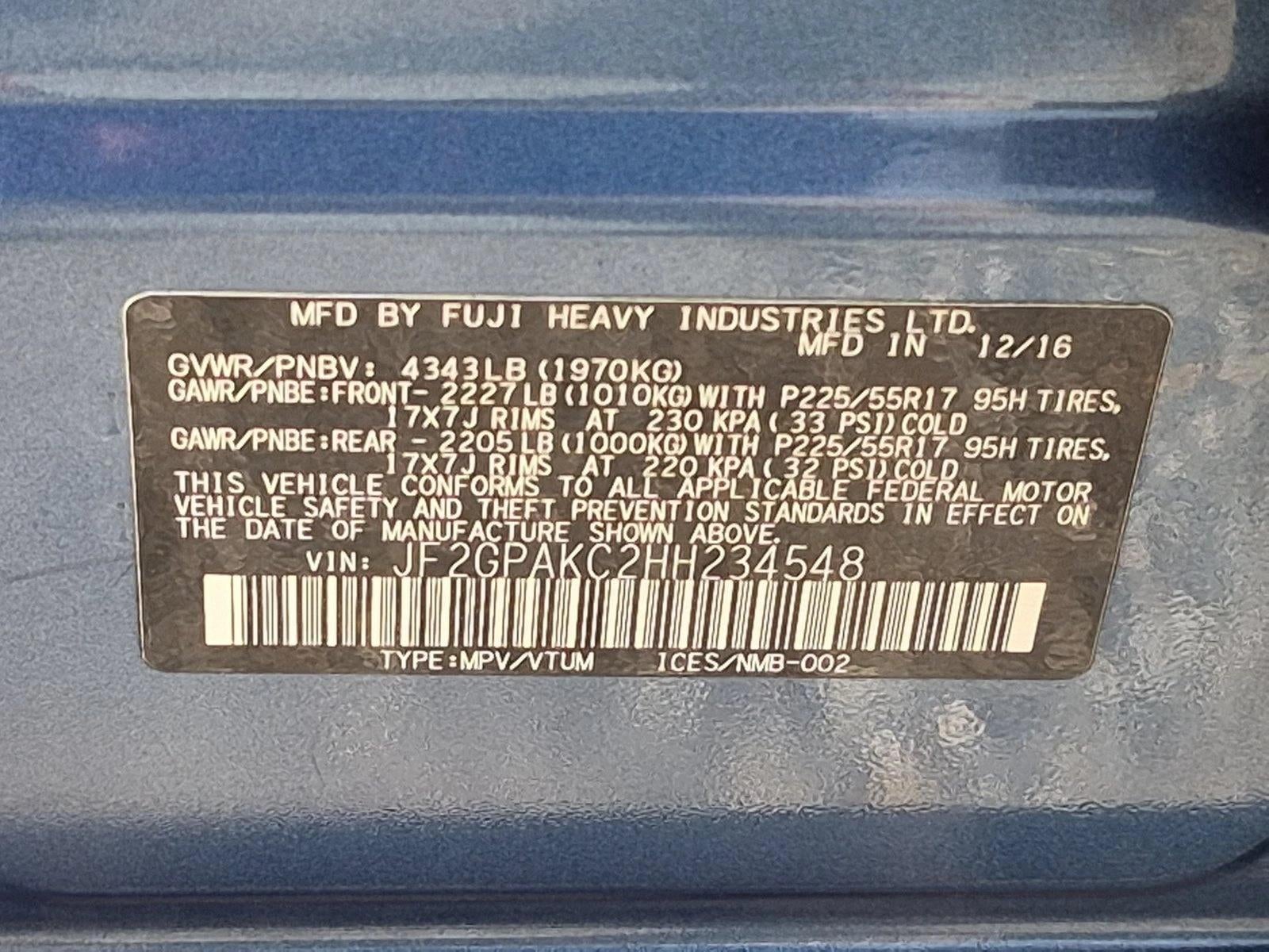 2017 Subaru Crosstrek 2.0i Limited CVT