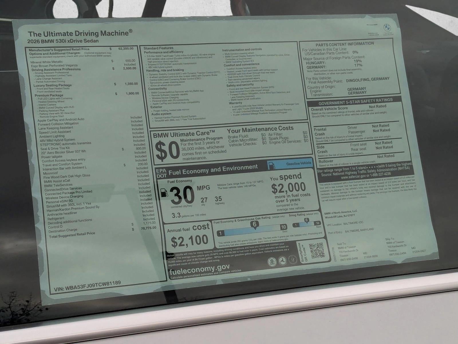 2026 BMW 530i xDrive Sedan