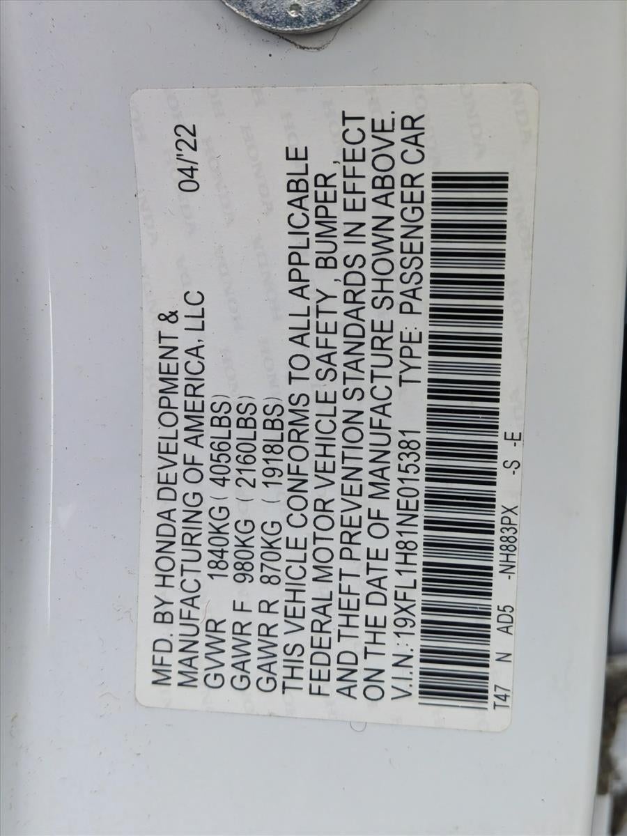 2022 Honda Civic Hatchback Sport Touring CVT