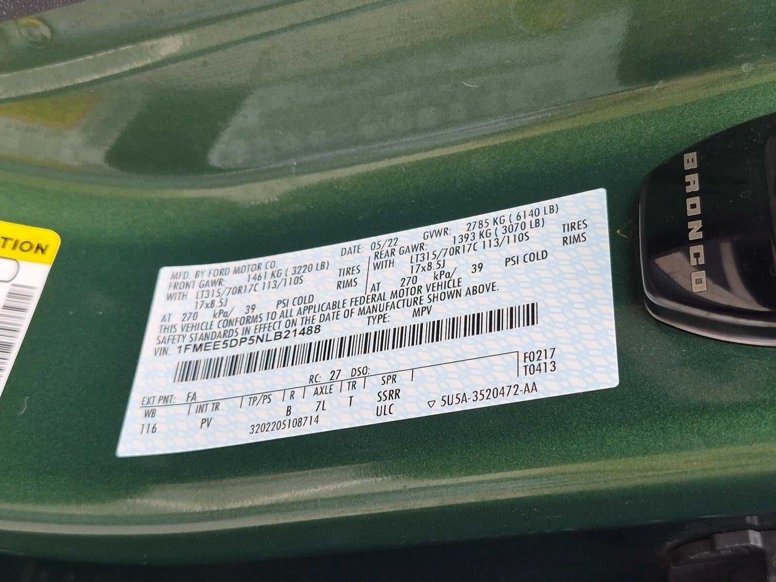 2022 Ford Bronco Wildtrak 4 Door Advanced 4x4