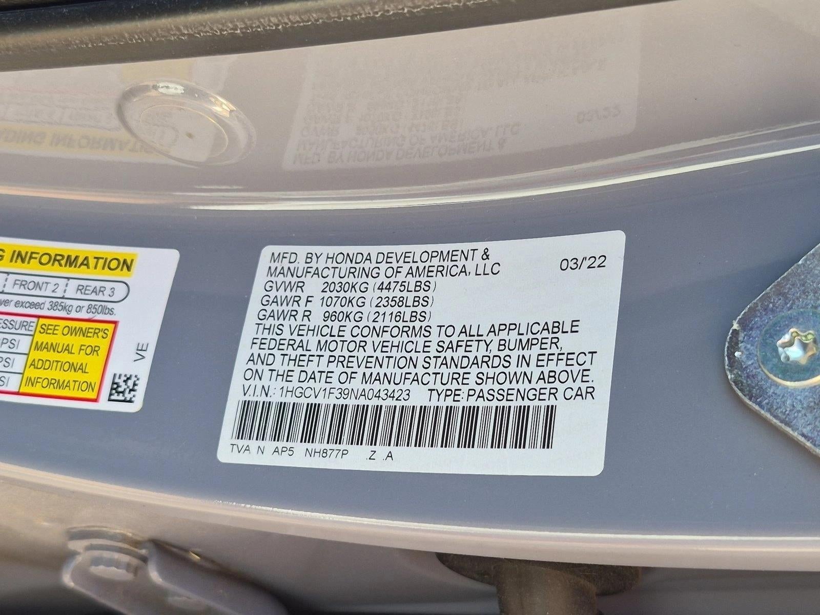 2022 Honda Accord Sedan Sport 1.5T CVT