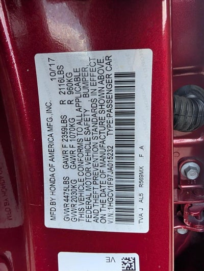 2018 Honda Accord Sedan Touring 1.5T CVT