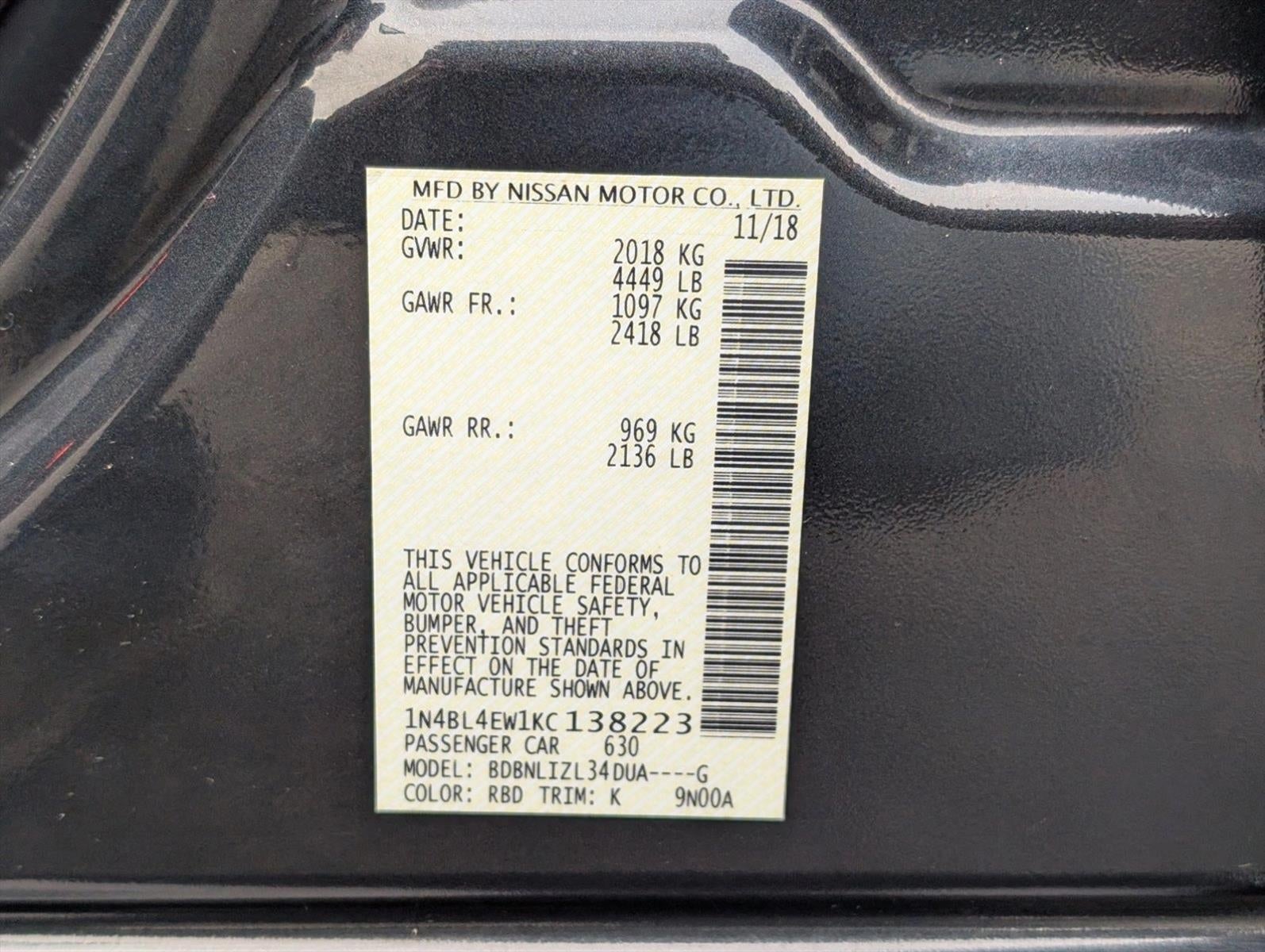 2019 Nissan Altima 2.5 SL AWD Sedan