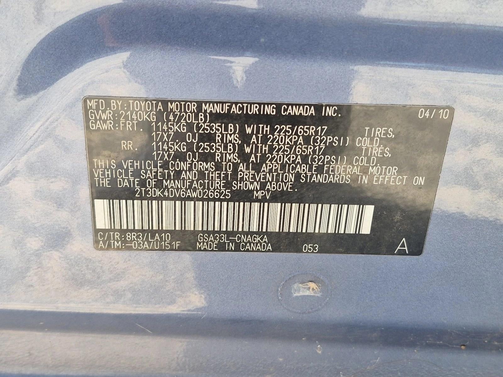 2010 Toyota RAV4 4WD 4dr V6 5-Spd AT Ltd (Natl)