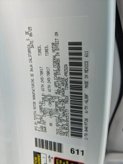 2025 Toyota Tacoma 4WD 4WD SR5 Double Cab 5' Bed AT (GS)