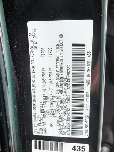 2026 Toyota Tacoma 4WD 4WD SR5 Double Cab 5' Bed AT (Natl)