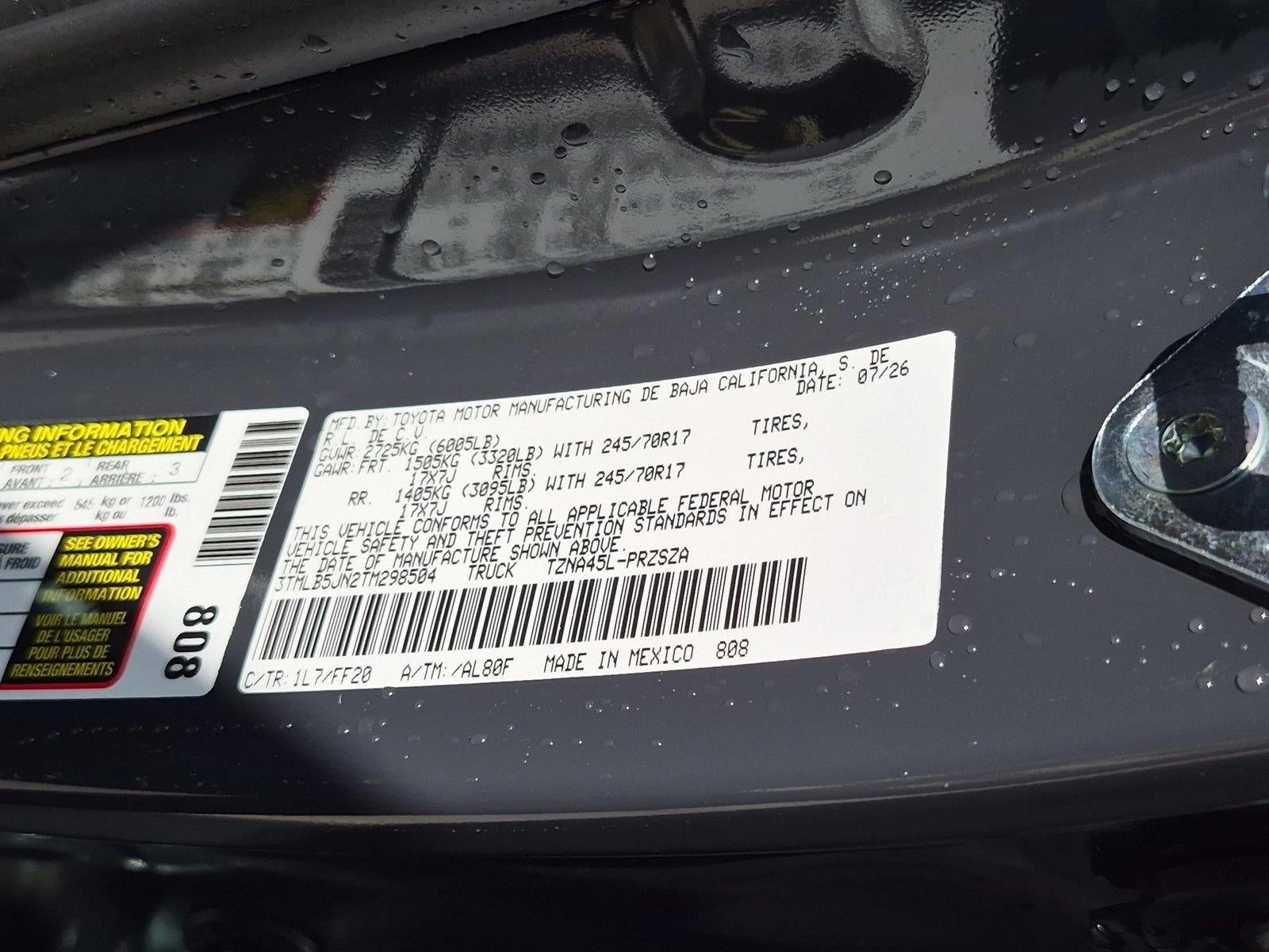 2026 Toyota Tacoma 4WD 4WD SR5 Double Cab 5' Bed AT (Natl)