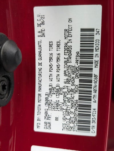 2021 Toyota Tacoma 4WD 4WD SR5 Double Cab 5' Bed V6 AT (Natl)